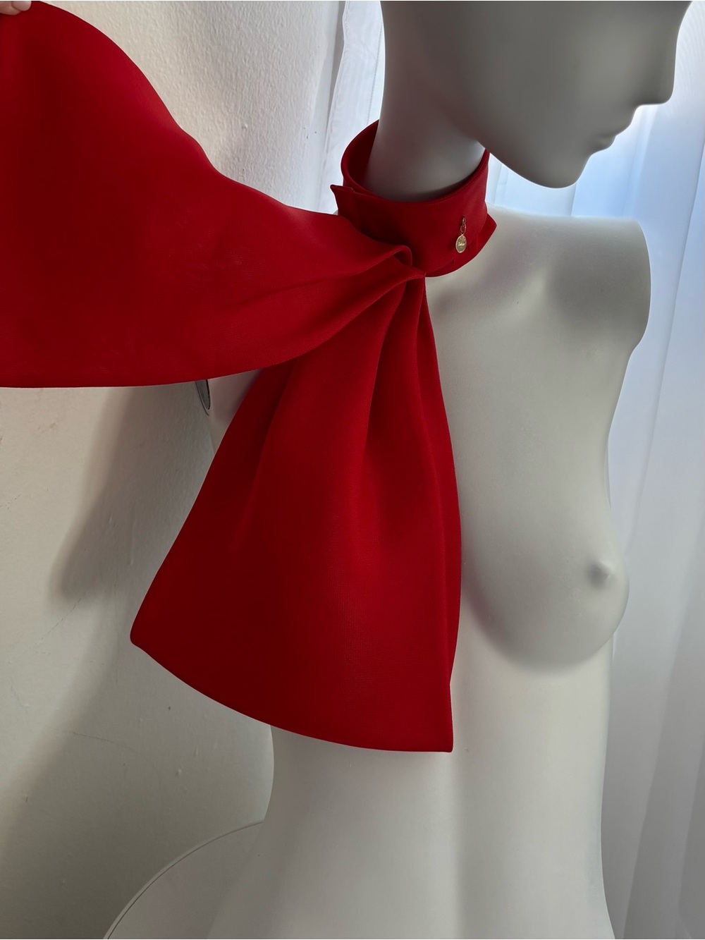 Dior Silk Gazar Collar Bow Scarf Faille in Dramatic Red